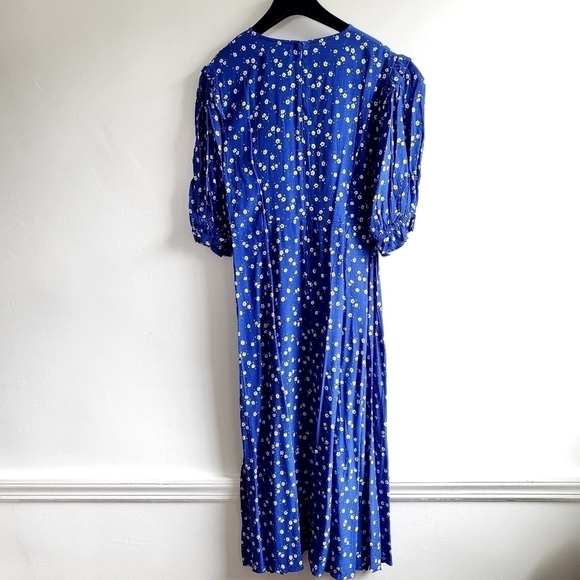 Faithfull The Brand Jean Marie Betina Floral Print Cobalt Blue Midi Dress NWT - Picture 14 of 17